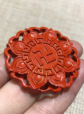 帝王高含量朱砂花边镂空平安毛衣链男女款八面平安莲花吊坠车挂坠