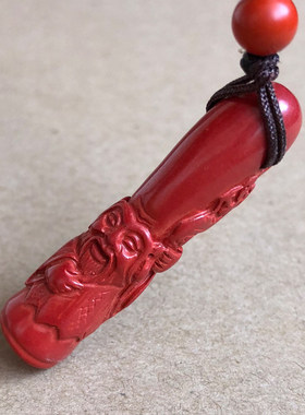 原矿朱砂财神爷守财吊坠男女招财赢钱佩戴寿星玉项链福寿挂件证书