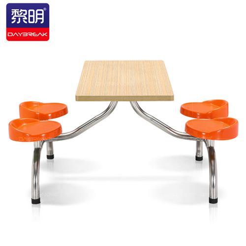餐桌椅连体食堂不锈钢架餐桌椅学校企业饭堂桌椅一桌四椅 - 图1