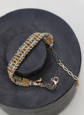 绿色珠子手链个性时尚复古高级感