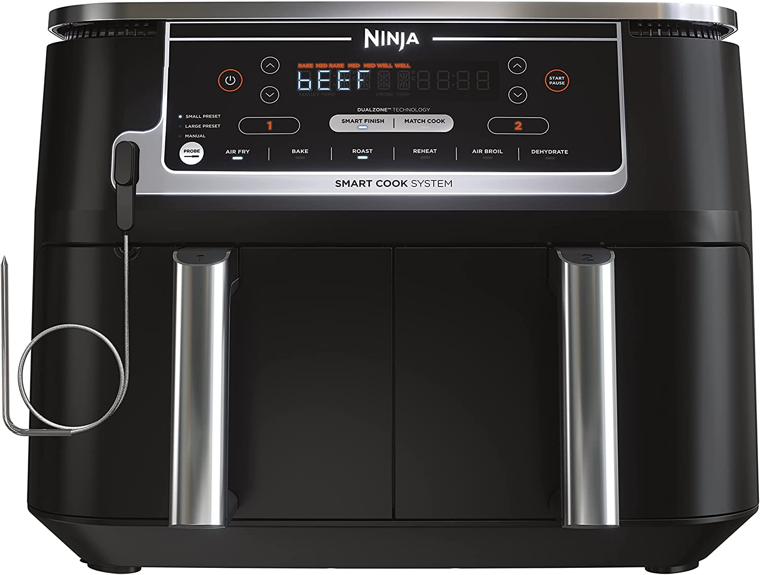 美国代购Ninja DZ550 Air Fryer 6合1智能空气炸锅智能温度计110v
