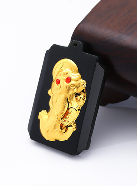 和田玉貔貅吊坠民族风金镶玉项链男挂件引流珠宝礼品