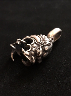 qyhg中国风藏獒牙灵兽925银吊坠