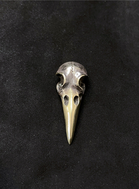 千银厚果男女925银头骨乌鸦吊坠