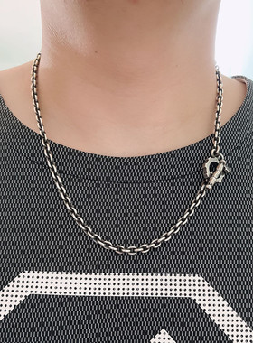 千银厚果椭圆太角毛衣链925男女