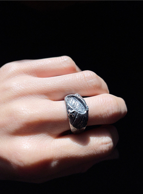 千银厚果男女异形开口戒指925银