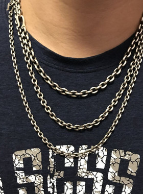 椭圆项链4mm情侣千银厚果太角链