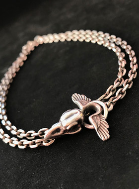 千银厚果原创神鸟太角链925男女