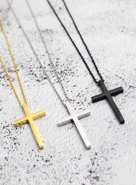 钛钢ins日韩风学生十字架吊坠