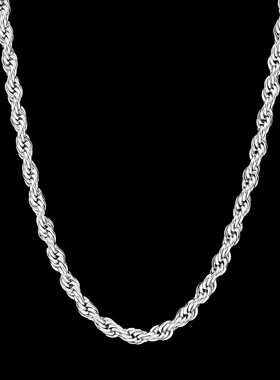 麻花嘻哈风ins百搭锁骨链925纯银