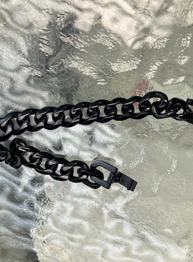 欧美钛钢古巴链手链不锈钢抛光精致男士霸气手链爆款首饰黑色饰品
