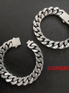男士钛钢嘻哈古巴手链