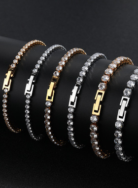 欧美流行轻奢小众设计男女锆石网球手链首饰百搭高级感配饰潮流