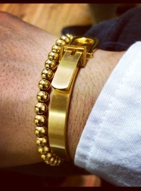 欧美风马蹄扣情侣钛钢首饰品手环