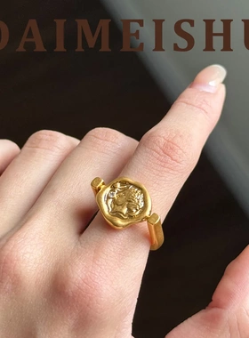 欧美复古夸张小众设计不规则人头像戒指轻奢高级感百搭戒子指环女