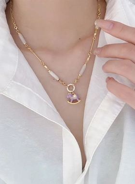 夏季多巴胺可爱百搭时尚精致彩色滴油珐琅木马项链轻奢高级感锁骨