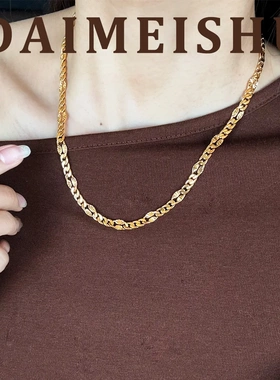 欧美时尚轻奢简约百搭金色链条项链高级感小众气质叠戴锁骨链