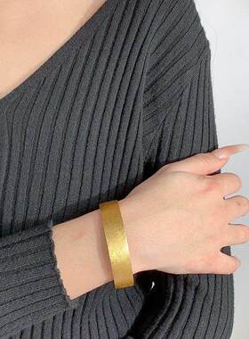 沙金饰品小众轮胎素圈手镯轻奢高级感心经开口真金久手饰品女