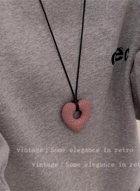 博主同款火山石爱心长款项链ins小众简约百搭情侣休闲卫衣链