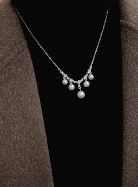 早春新款锆石珍珠项链女气质轻奢风小众高级感时尚百搭绝美锁骨链