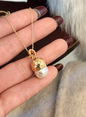 冰雪皇冠闪钻轻奢珍珠项链法式赫本风爆款高级感锁骨链配饰