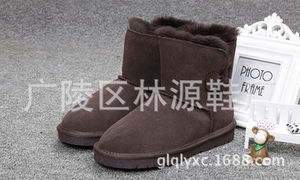 亲子款羊皮毛一体儿童雪地靴女男童婴儿棉鞋软底短靴X-VU