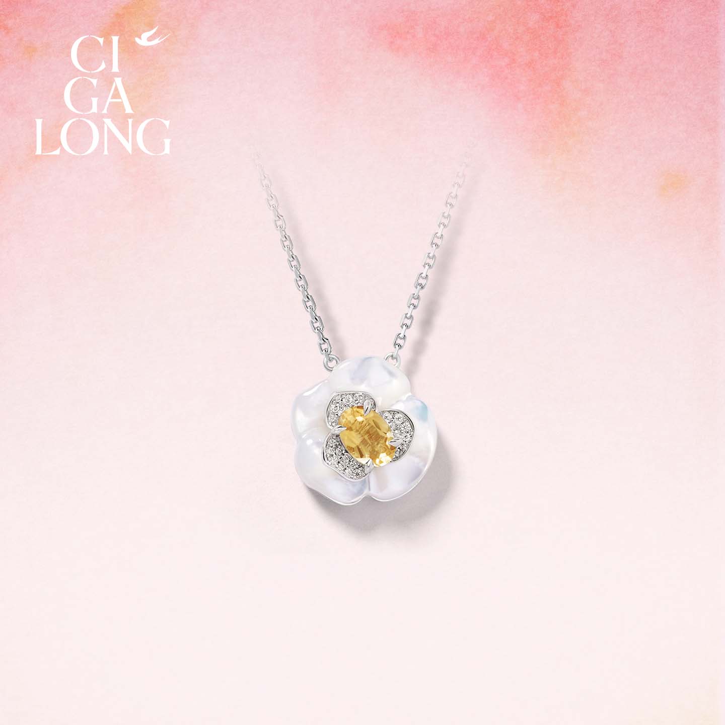 CIGALONG Iced Green Camellia Necklace