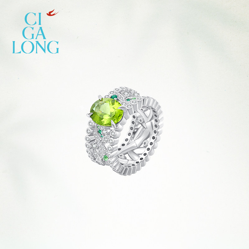 CIGALONG Daiyu Bamboo Peridot Ring