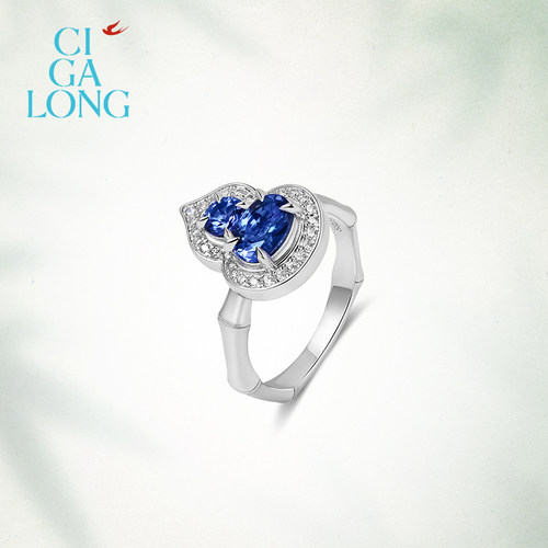 CIGALONG龙梓嘉小葫芦合成蓝宝石项链耳钉戒指东方悠然新中式珠宝 - 图3