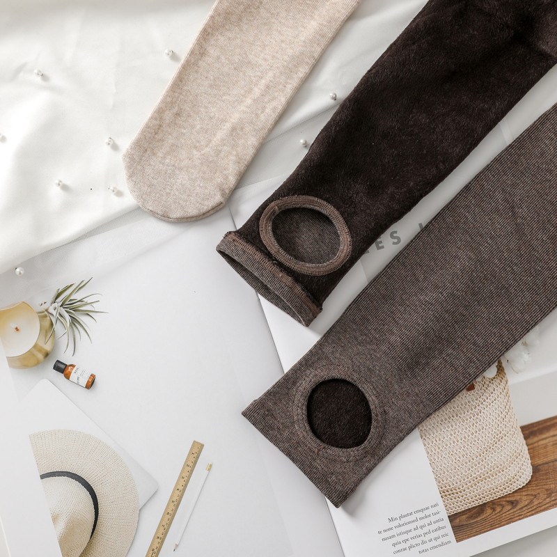 秋冬季竖条纹灰色日系棉薄绒打底裤 衣歆打底裤