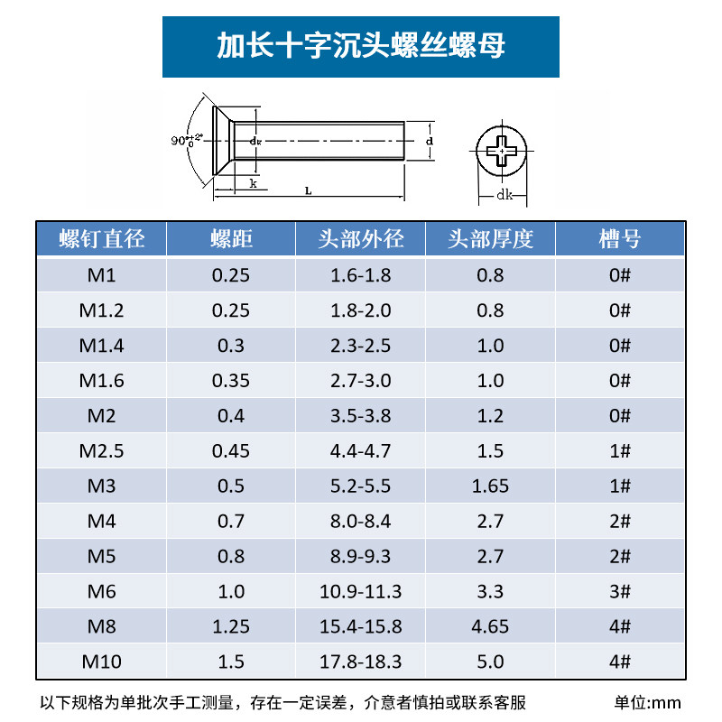 加长螺丝304不锈钢沉头十字螺丝平头长螺丝钉螺杆M2M3M4M5M6mm_虎窝淘