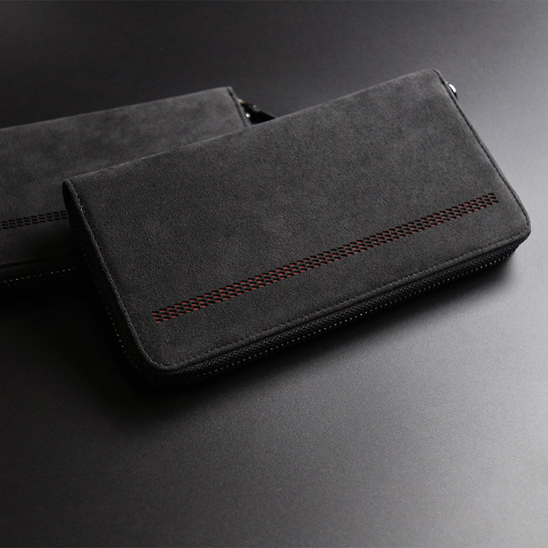 长款男超薄大容量翻毛商务真皮钱夹 pym钱包