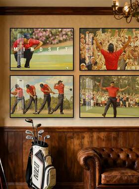 老虎伍兹泰格油画高尔夫球馆装饰画golf海报壁画罗里麦克罗伊挂画