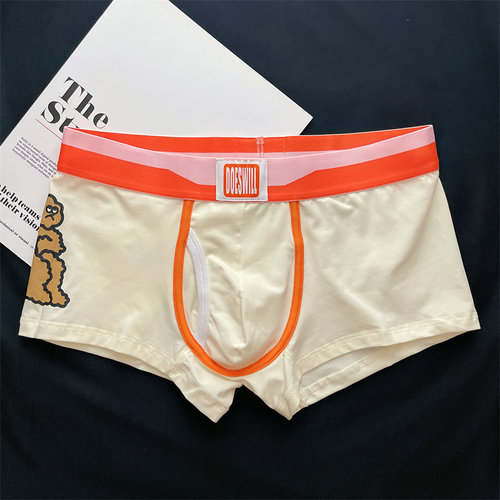 男士内裤男平角裤纯棉透气国潮卡通动漫青年中腰四角裤运动短裤头 - 图0