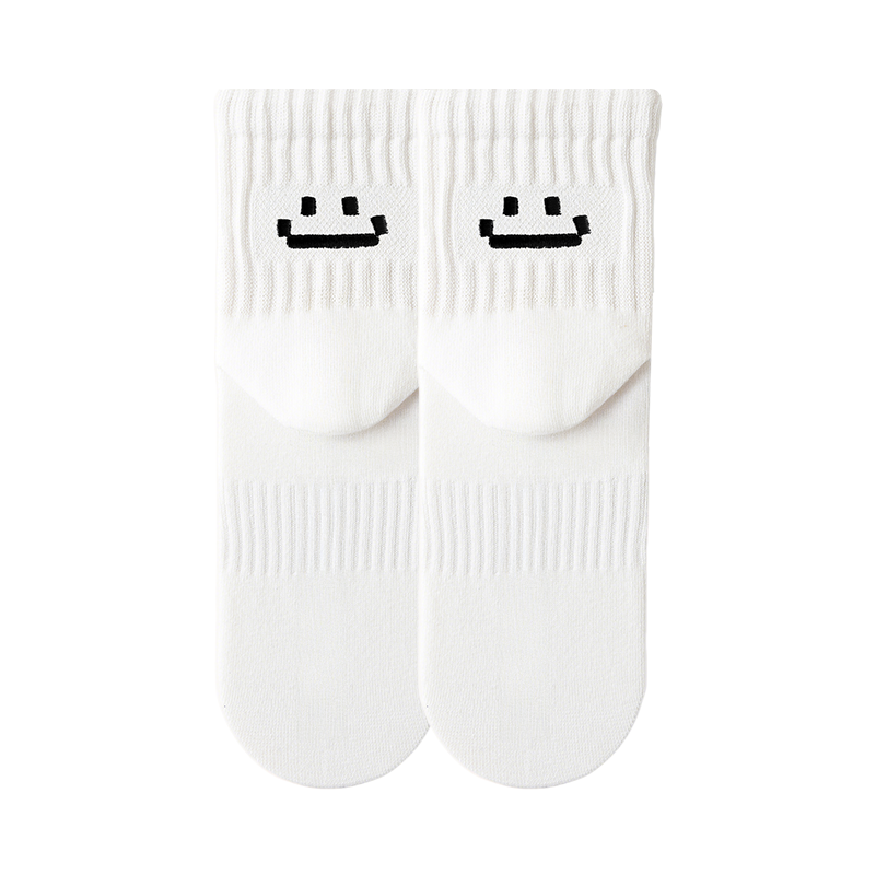 吉良先生 男士中筒袜纯棉吸汗防臭运动男袜潮笑脸女袜黑白色男袜,淘宝优惠券,粉丝福利购,淘宝优惠卷
