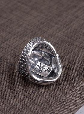 银关公戒指男士 武财神关羽关二爷霸气个性开口银指环送男友