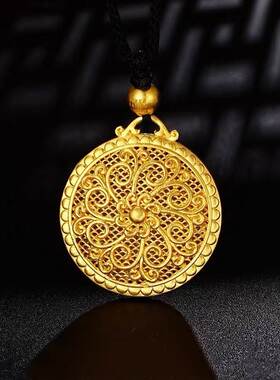 抢越南沙金火麒麟圆盘吊坠男女款古法金传承祥瑞平安扣挂坠直播货