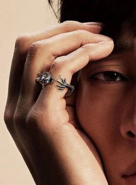 银创意复古中国龙戒指开口可调节神龙设计感猎奇生肖男女指环