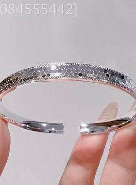 龙鳞银年手镯感女纯银ins轻奢小众设计高SZ153级轻镯蹦迪开口