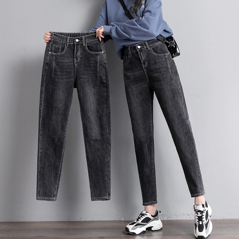 哈伦春秋2022年新款高腰宽松牛仔裤 风荷牛仔裤