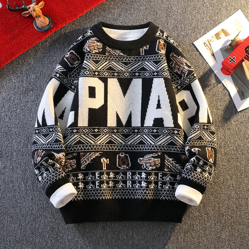 唐狮集团DESSO男装秋冬男拼色字母印花圆领毛衣宽松打底针织衫,淘宝优惠券,粉丝福利购,淘宝优惠卷