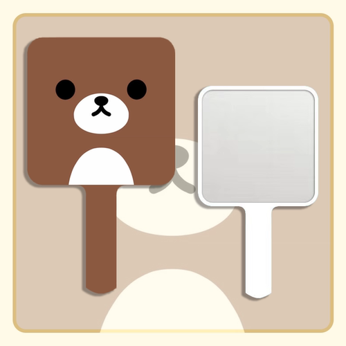 可爱轻松熊周边便携化妆镜随身便携手持镜补妆小镜子学生女梳妆镜 - 图2