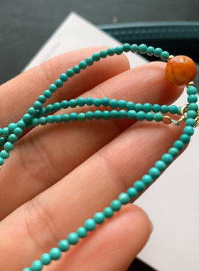 ins绿松石时尚百搭女挂蜜蜡吊坠