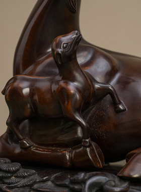 黄杨木雕三阳开泰摆件