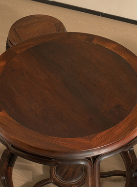 红木打洼鼓墩形圆台鼓凳成套