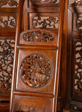 清中期黄花梨指日高升五屏风