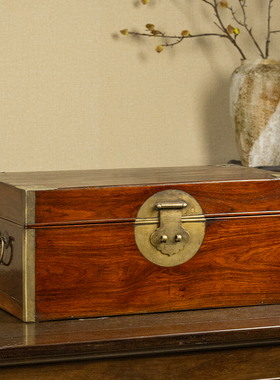 （已售出）明代黄花梨铜包角状元箱古董收藏海南黄花梨百宝箱书箱