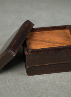 紫檀嵌黄花梨双层盖盒