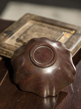 紫檀一木整挖花口洗书房桌面摆件文房雅器小叶紫檀艺术品收藏水洗