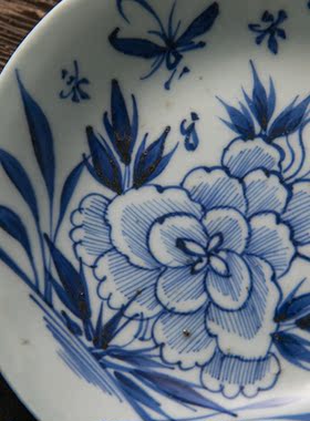 清代青花花卉纹盘老物件文玩古董收藏青花瓷器艺术品中式装饰摆件